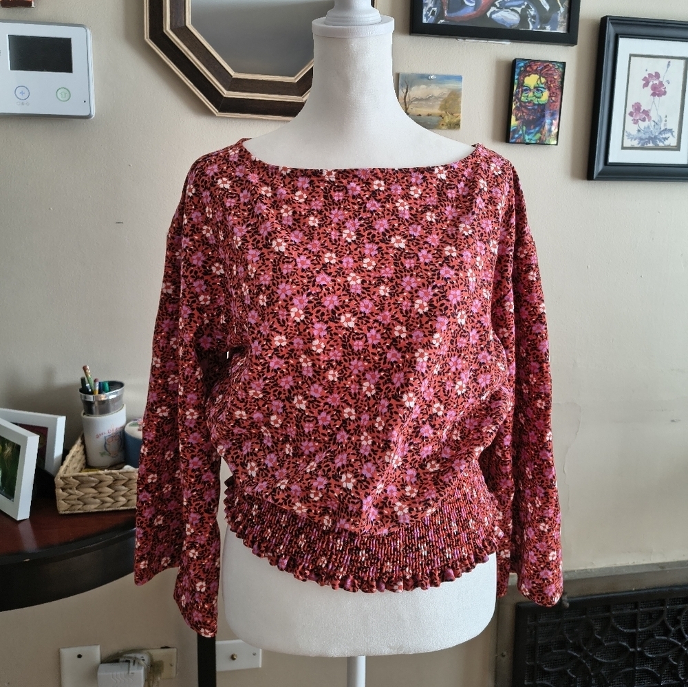 Ann Taylor Fun&Flirty Floral Pink Women's Top